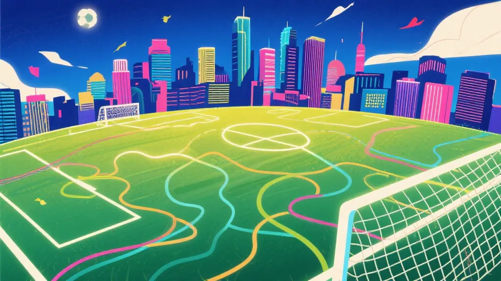 北美城市夜景与足球场灯光交织的世界杯氛围插图